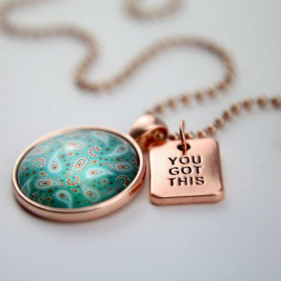 Jewellery Papa Glewy | Boho Collection - Rose Gold 'You Got This' Necklace - Tranquil (10141)