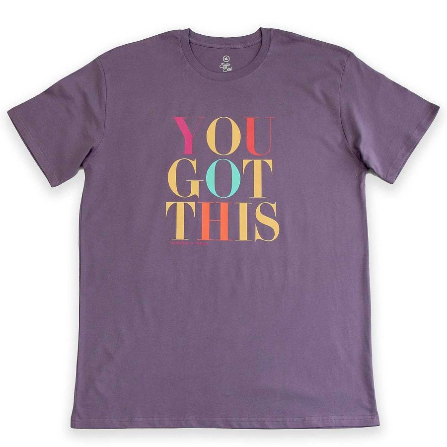 Apparel Tees Tanks & Totes | You Got This - Plus Size Long Boxy Tee - Dusty Purple With Colourful Print