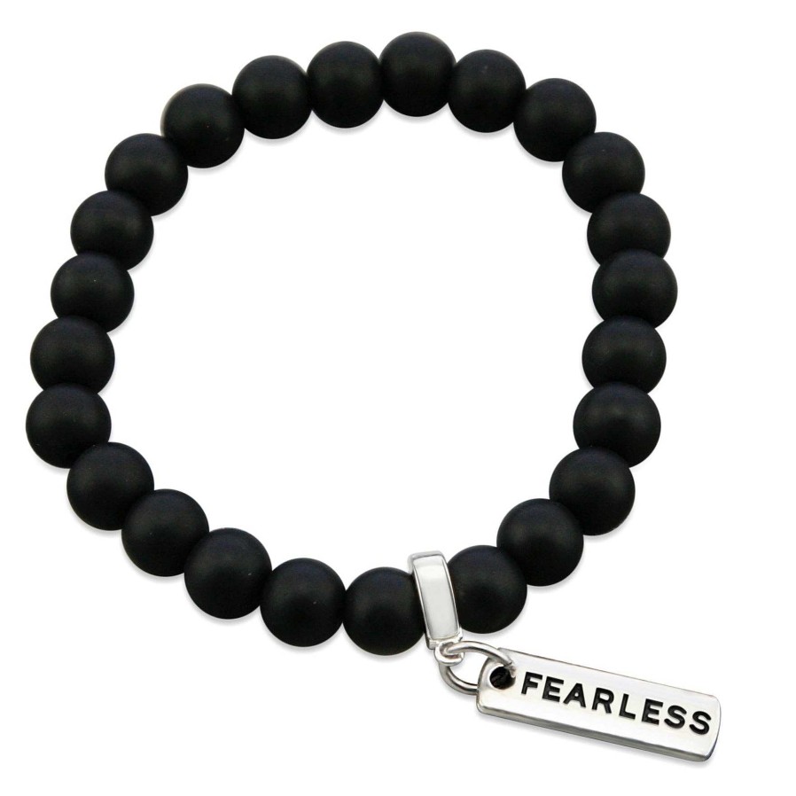 Jewellery Bracelets | Stone Bracelet Matt Black Onyx 8Mm Bead Bracelet - Word Charm