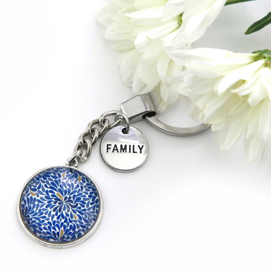 Accessories Papa Glewy | Heart & Soul - Vintage Silver 'Family' Keyring - Splash (12461)