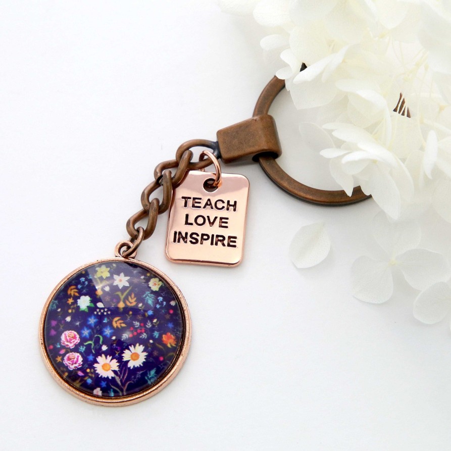 Accessories Papa Glewy | Spring - 'Teach Love Inspire' - Vintage Rose Gold Keyring - Harriet (10265)