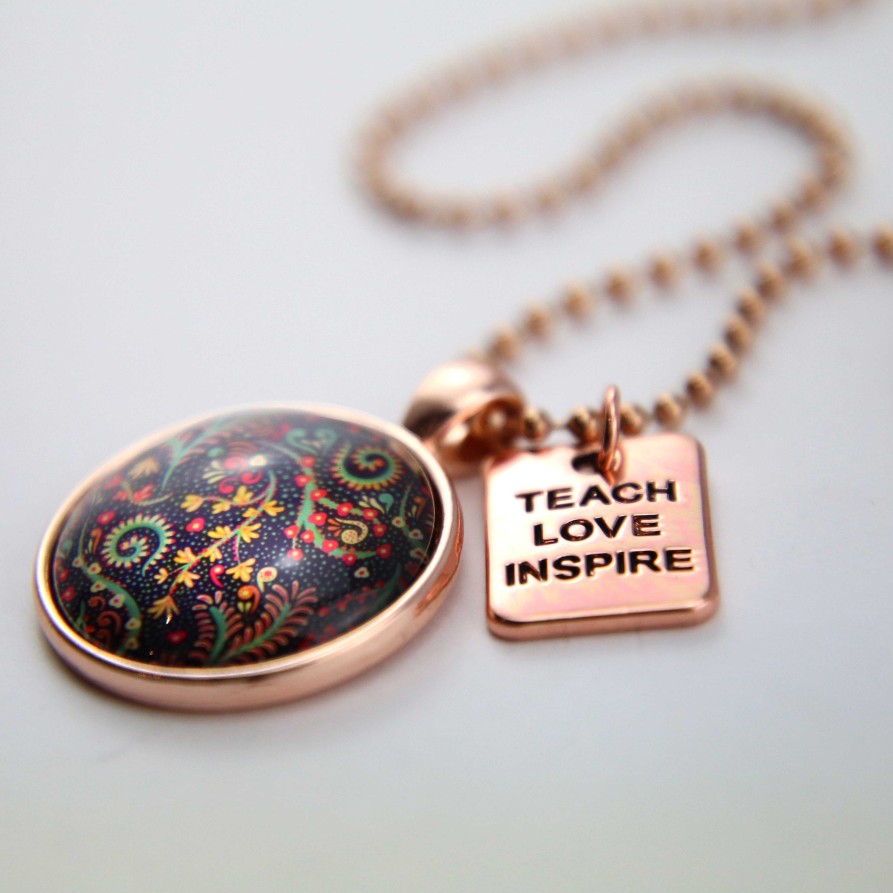 Jewellery Papa Glewy | Boho Collection - Rose Gold 'Teach Love Inspire' Necklace - Wanderer (11162)