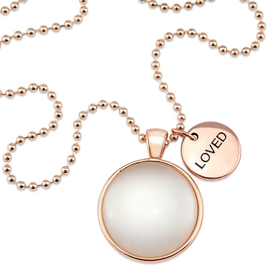 Jewellery Papa Glewy | Rose Gold & White Pearl ' Loved ' Necklace (10861)