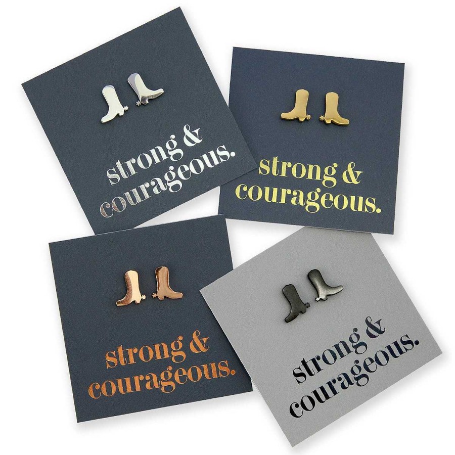 Jewellery Premium Studs | Stainless Steel Earring Studs - Strong & Courageous - Boots