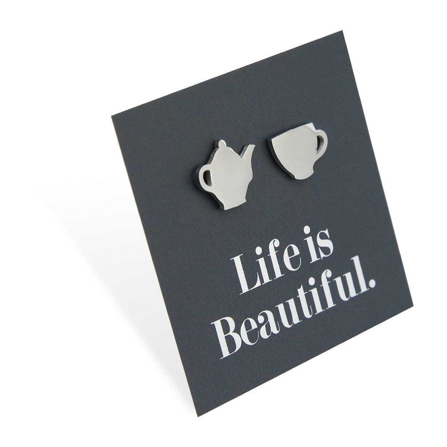 Jewellery Premium Studs | Stainless Steel Earring Studs - Life Is Beautiful - Tea Time