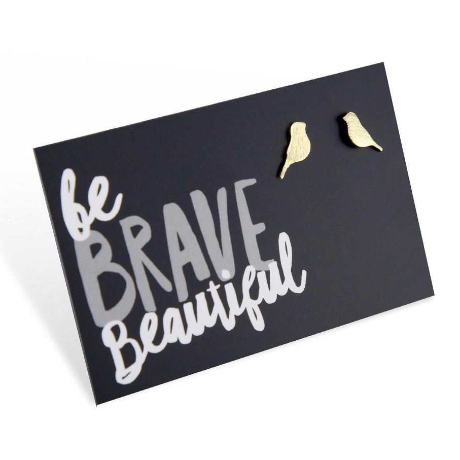 Jewellery Cute Stud Earrings | Be Brave Beautiful - Bird Earrings! Plated Studs - Gold (9808)