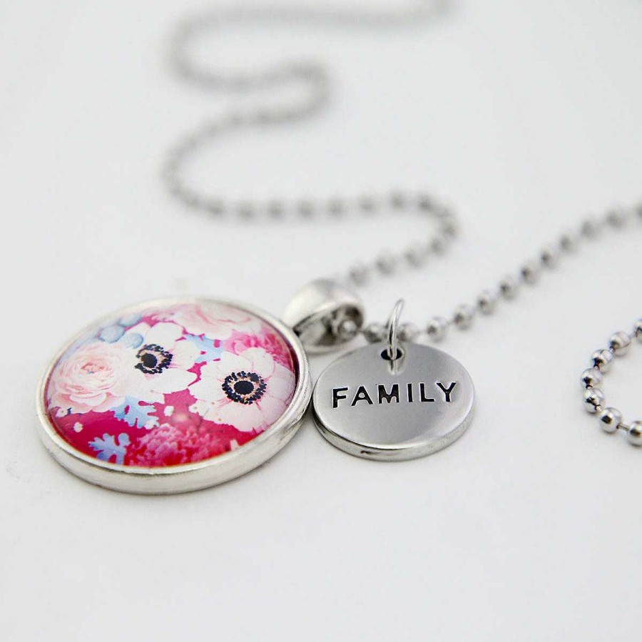 Jewellery Papa Glewy | Pink Collection - Vintage Silver 'Family' Necklace - Serenade (11161)