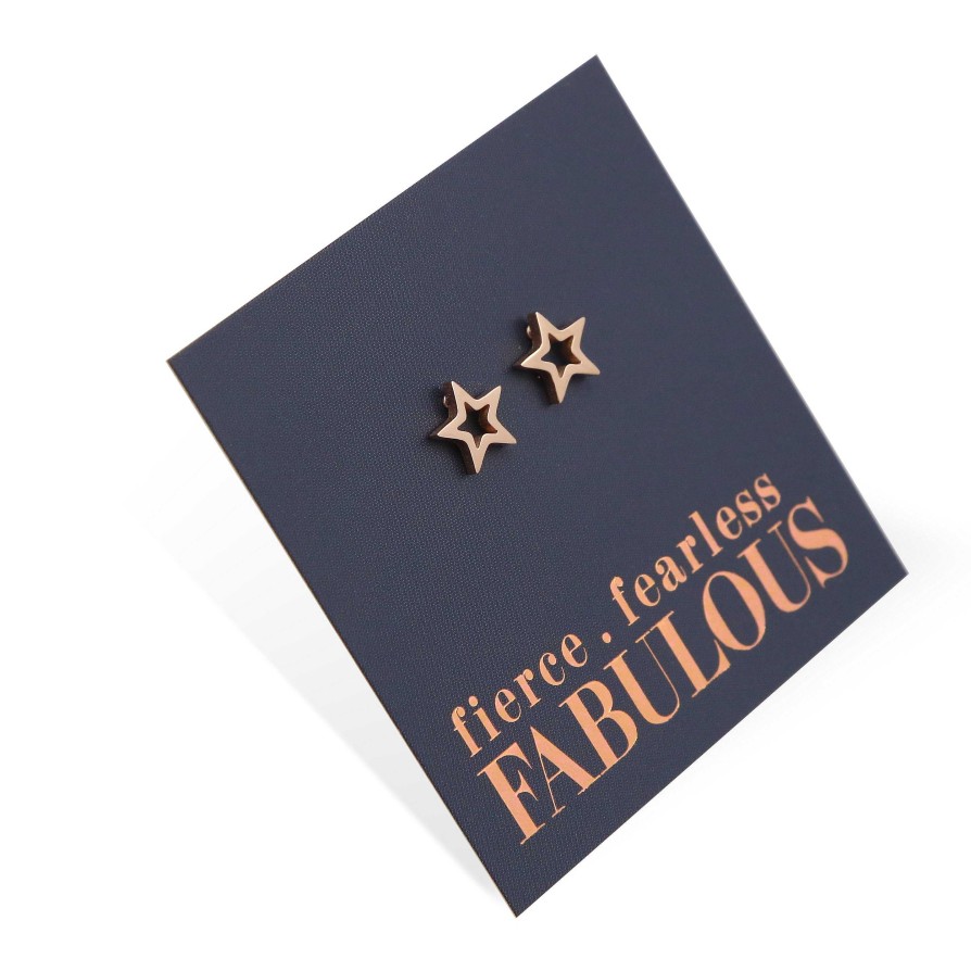 Jewellery Premium Studs | Stainless Steel Earring Studs - Fierce Fearless Fabulous - Open Stars