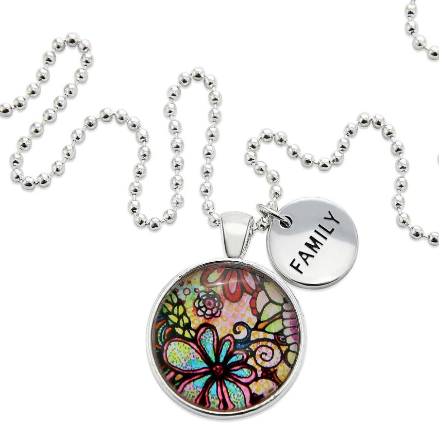 Jewellery Papa Glewy | Spring - 'Family' Bright Silver Necklace - Flora - (10452)