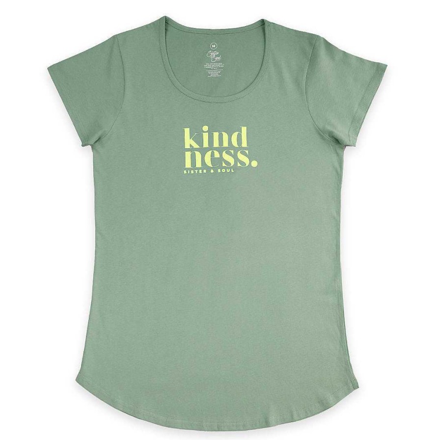 Apparel Tees Tanks & Totes | Kindness - Scoopy Tee - Sage With Lime Print