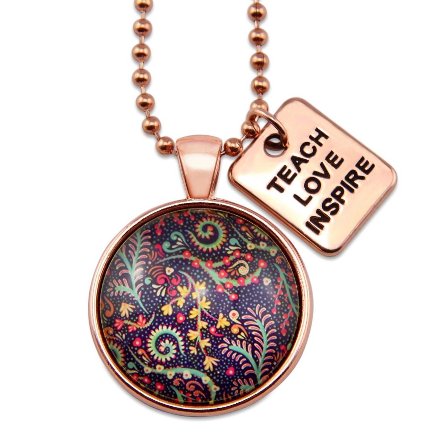 Jewellery Papa Glewy | Boho Collection - Rose Gold 'Teach Love Inspire' Necklace - Wanderer (11162)