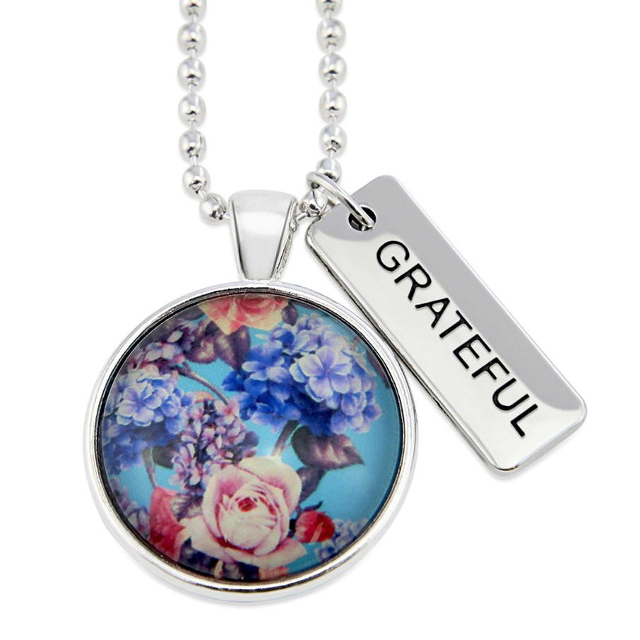 Jewellery Papa Glewy | Spring - 'Grateful' Bright Silver Necklace - Floweret (10761)