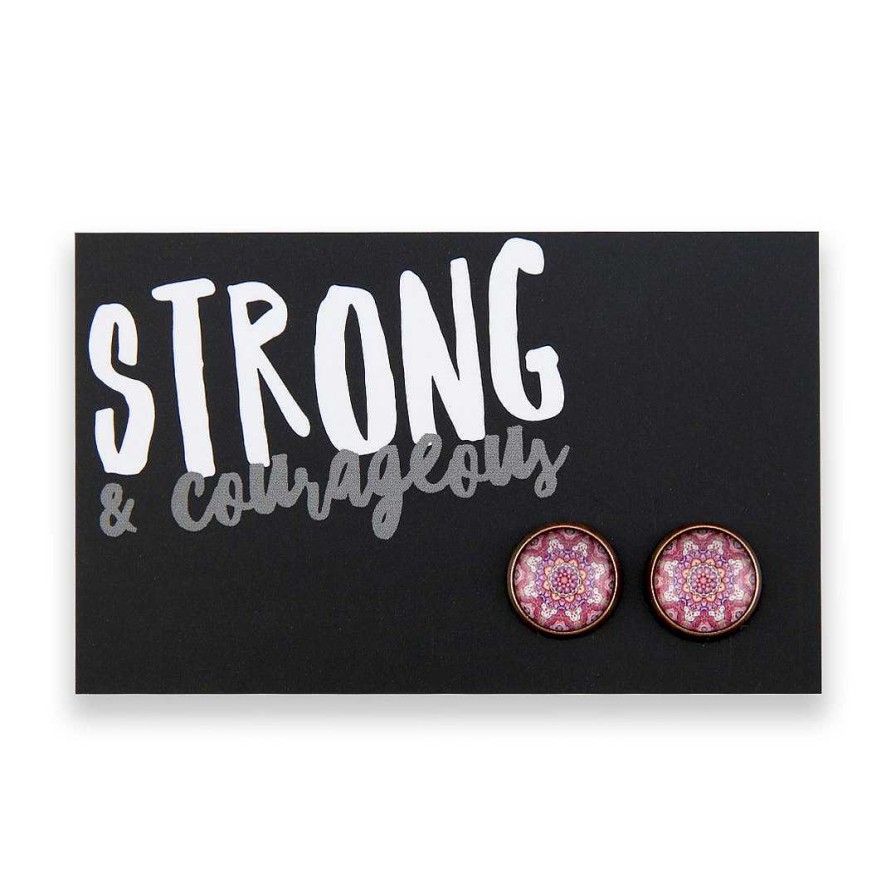 Jewellery Deluxe Stud Earrings | Boho Collection - Strong & Courageous - Vintage Copper Surround Circle Studs - Daybreak (9103)