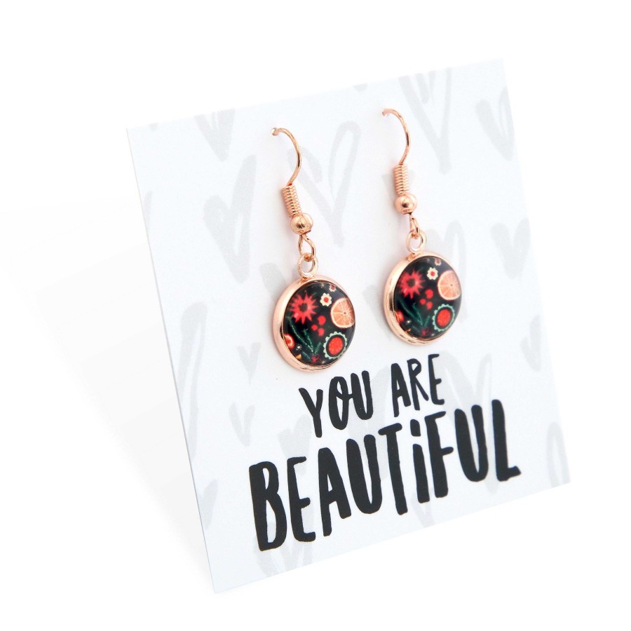 Jewellery Circle Drop Dangles | Christmas - You Are Beautiful - Rose Gold Dangle Earrings - Christmas Spice (11833)