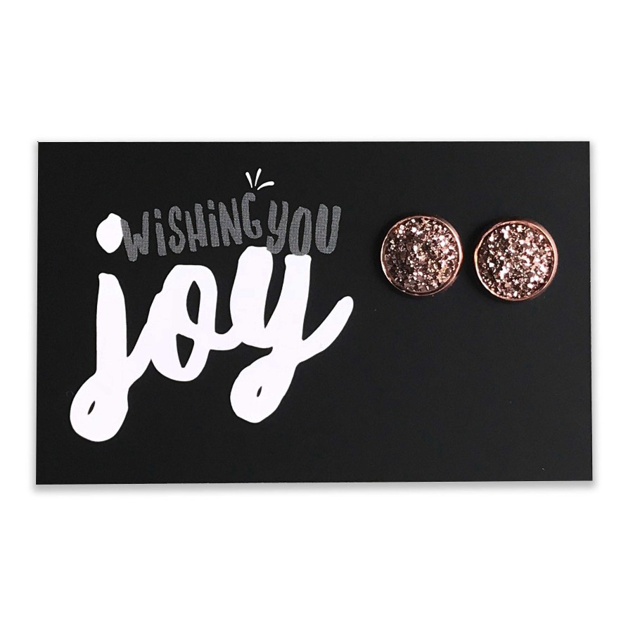 Jewellery Sparklefest | Sparklefest - Wishing You Joy! Rose Gold Druzy In Rose Gold Earrings (8804)