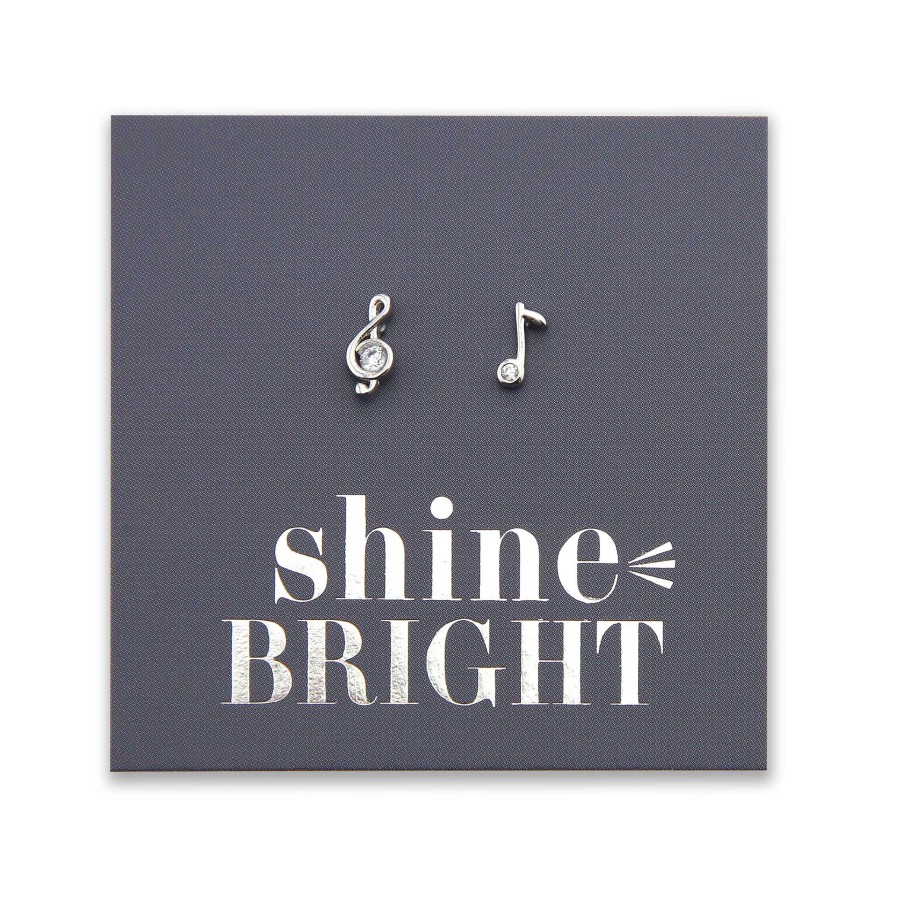 Jewellery Sterling Silver Studs | Tiny Music Note Studs - Silver Sterling Silver - Shine Bright (8515-F)