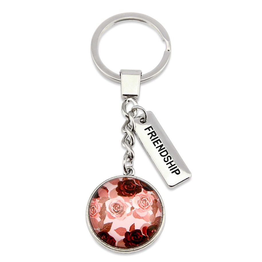 Accessories Papa Glewy | Pink Collection - Vintage Silver 'Friendship' Keyring - Rosie (10565)