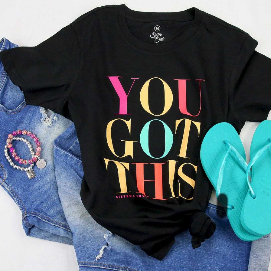 Apparel Tees Tanks & Totes | You Got This - Boxy Tee - Black With Colourful Print