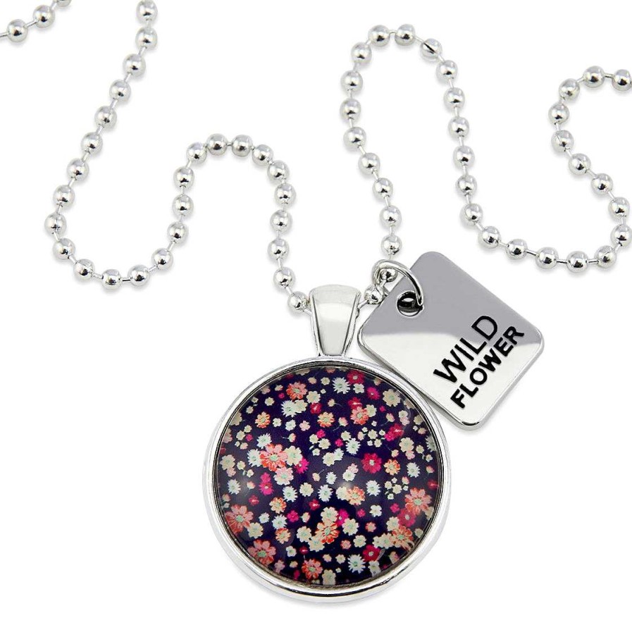 Jewellery Papa Glewy | Spring - 'Wild Flower' Bright Silver Necklace - Charlotte - (11225)