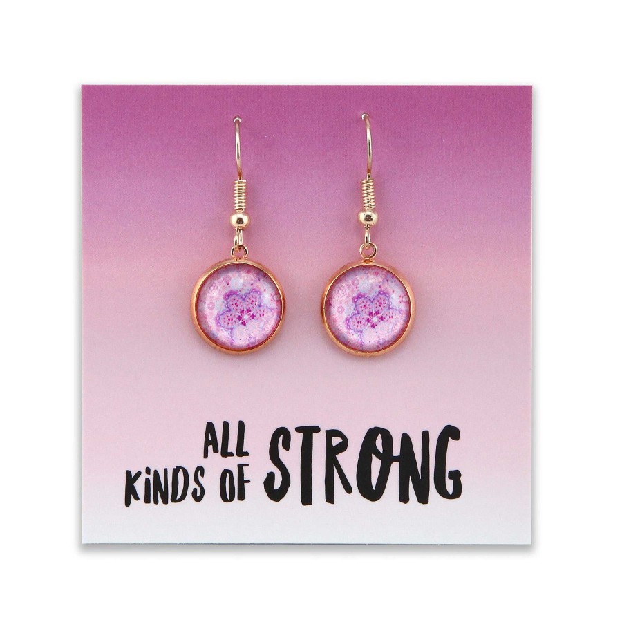 Jewellery Circle Drop Dangles | Pink Collection - All Kinds Of Strong - Rose Gold Dangle Earrings - Pink Ice (2203)