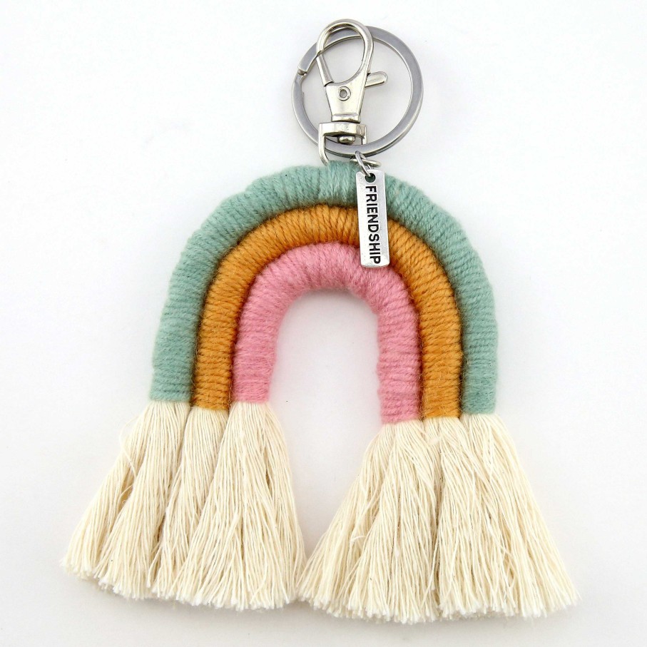 Accessories 50% Off | Handwoven Rainbow Keyring / Bag Accessory 'Friendship' In Silver - Emily (7014-3)