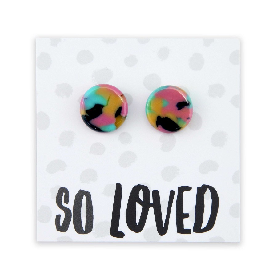 Jewellery Statement Earrings | So Loved - Resin Circle Studs - Jazz (11534)