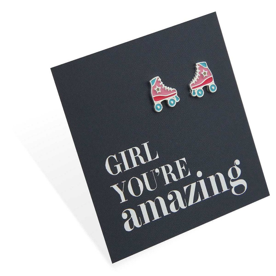 Jewellery Sterling Silver Studs | Roller Skate Studs - Sterling Silver - Girl, You'Re Amazing (8514)