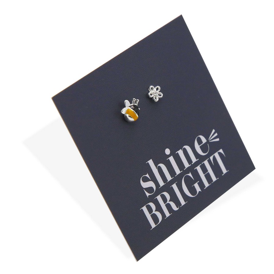 Jewellery Sterling Silver Studs | Bumble Bee Bloom Studs - Sterling Silver - Shine Bright (8914-F)