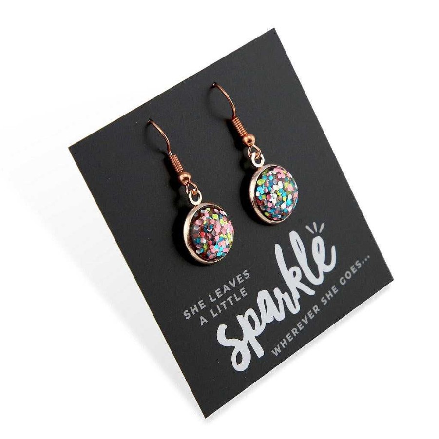 Jewellery Sparklefest | Sparklefest - She Leaves A Little Sparkle - Rose Gold Dangles - Glitter Pastels (9515)