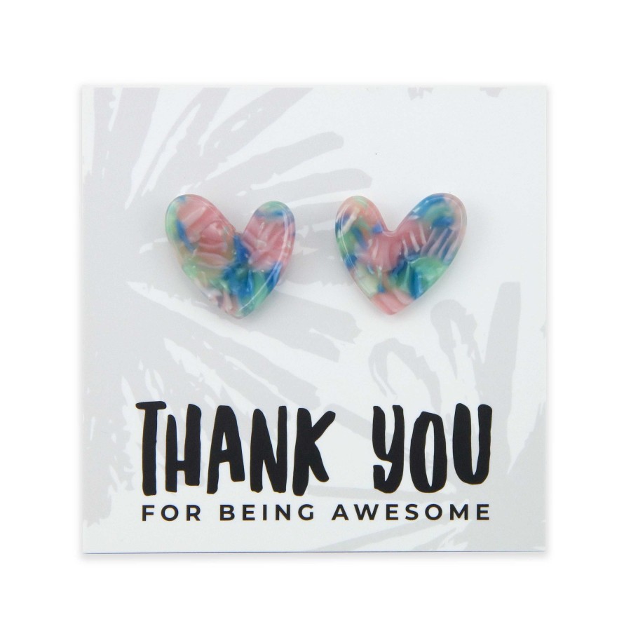 Jewellery Statement Earrings | Thank You For Being Awesome - Resin Heart Studs - Twilight (11865)