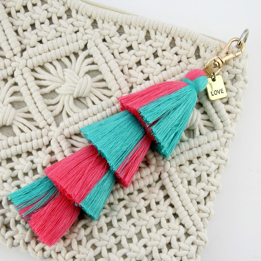 Accessories 50% Off | Deluxe Tassel Keyring / Vintage Gold Bag Accessory 'Love' - Gelato (7024-1)