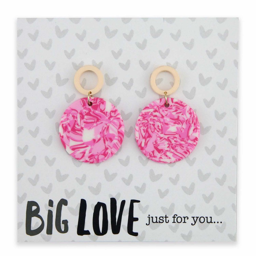 Jewellery Statement Earrings | Acrylic & Polymer Dangles - 'Big Love Just For You' - California (11365)