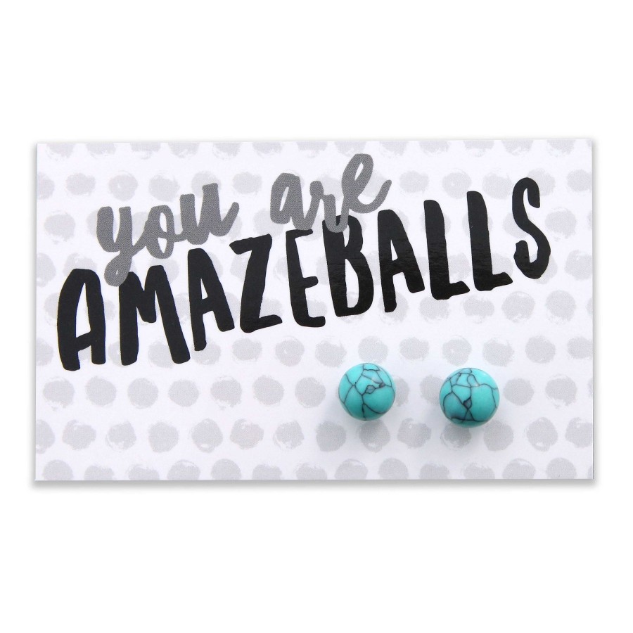 Jewellery Stone Earrings | You Are Amazeballs! - Turquoise Stone Ball Earrings (8608)