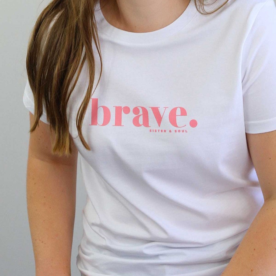 Apparel Tees Tanks & Totes | Brave - White Boxy Tee - Pink Print