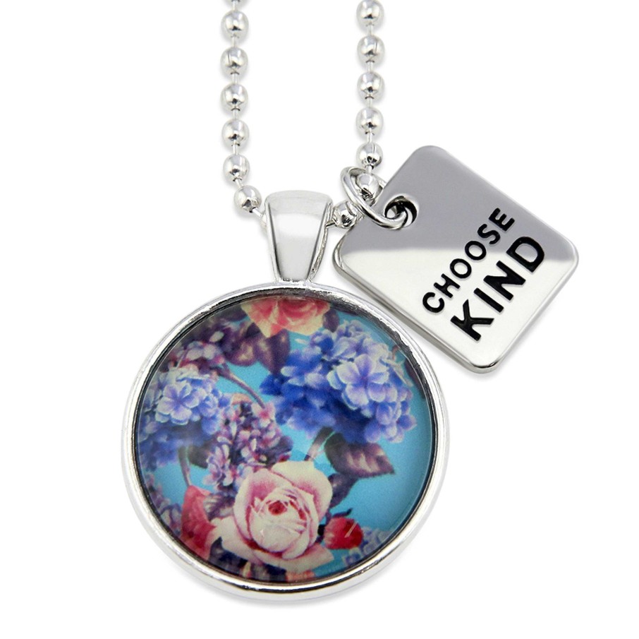 Jewellery 50% Off | Spring - 'Choose Kind' Bright Silver Necklace - Floweret (10715)