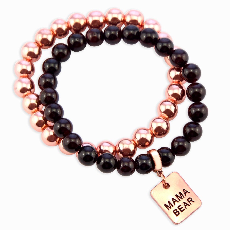 Jewellery Bracelets | Bracelet Duo! Rose Gold & Garnet Bead Bracelet Stacker Set - Mama Bear (10853)