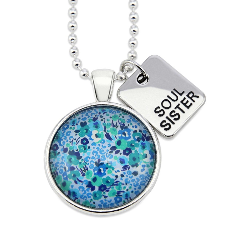 Jewellery Papa Glewy | Teal Collection - Bright Silver 'Soul Sister' Necklace - Fandango Blues (12833)