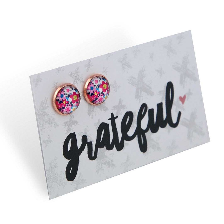 Jewellery Deluxe Stud Earrings | Pink Collection - 'Grateful' Rose Gold 12Mm Circle Studs - Pink Perennial (12655)