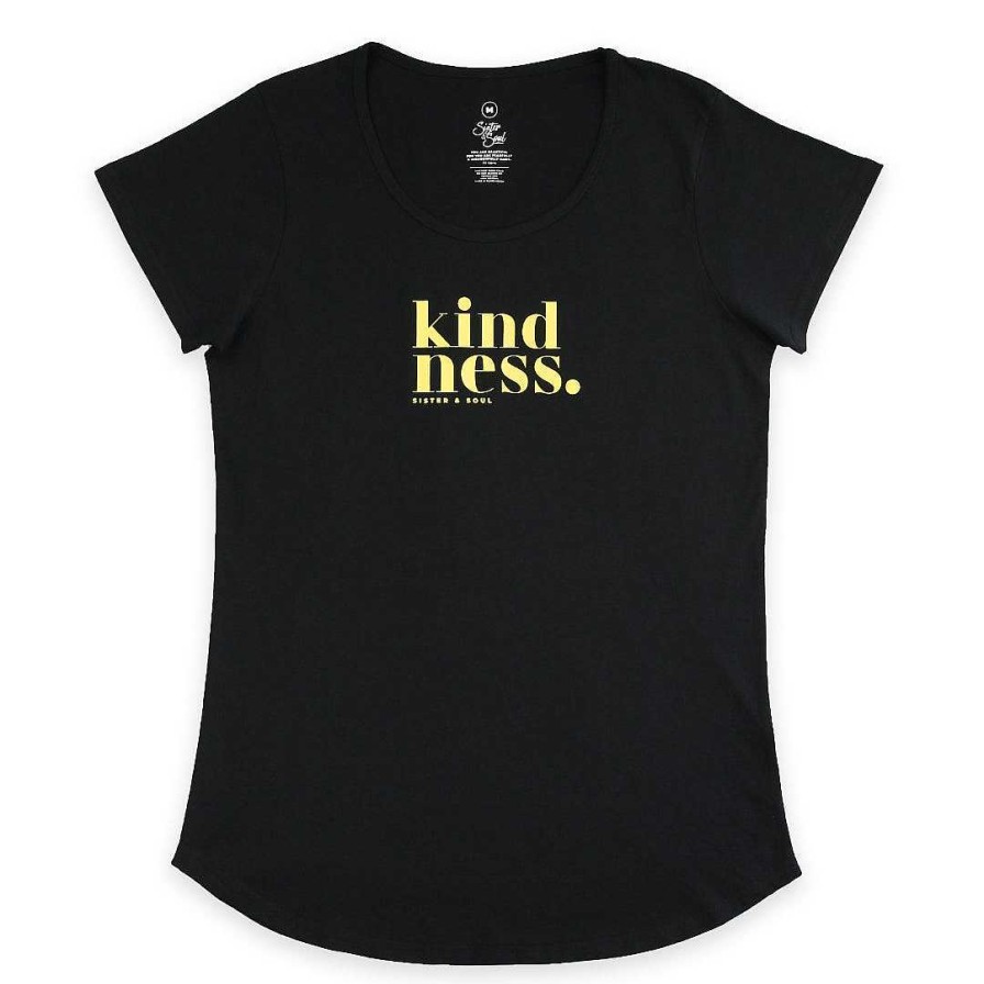 Apparel Tees Tanks & Totes | Kindness - Scoopy Tee - Black With Lemon Print