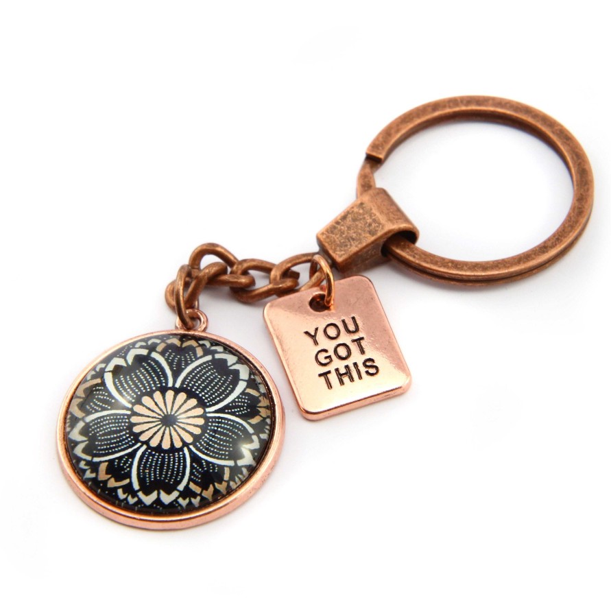 Accessories Papa Glewy | Vintage Rose Gold Keyring With 'You Got This' Charm - Buttercup (10154)