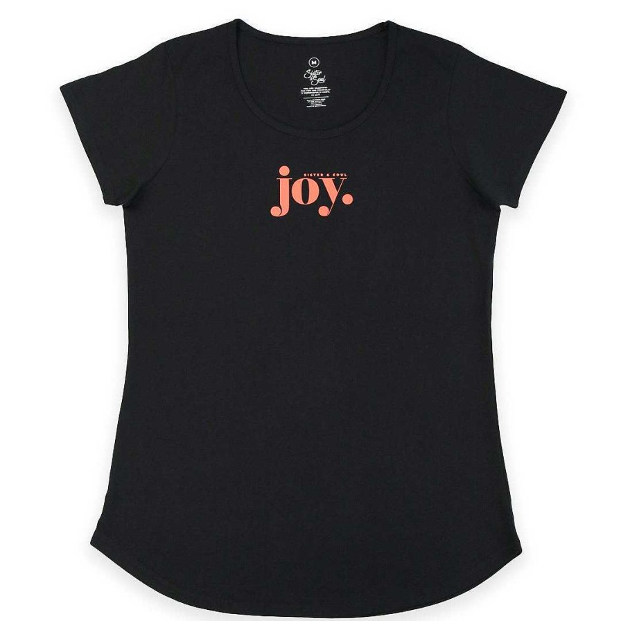 Apparel Tees Tanks & Totes | Joy - Scoopy Tee - Black With Sunrise Orange Print