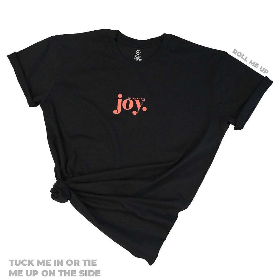 Apparel Tees Tanks & Totes | Joy - Plus Size Long Boxy Tee - Black With Sunrise Orange Print