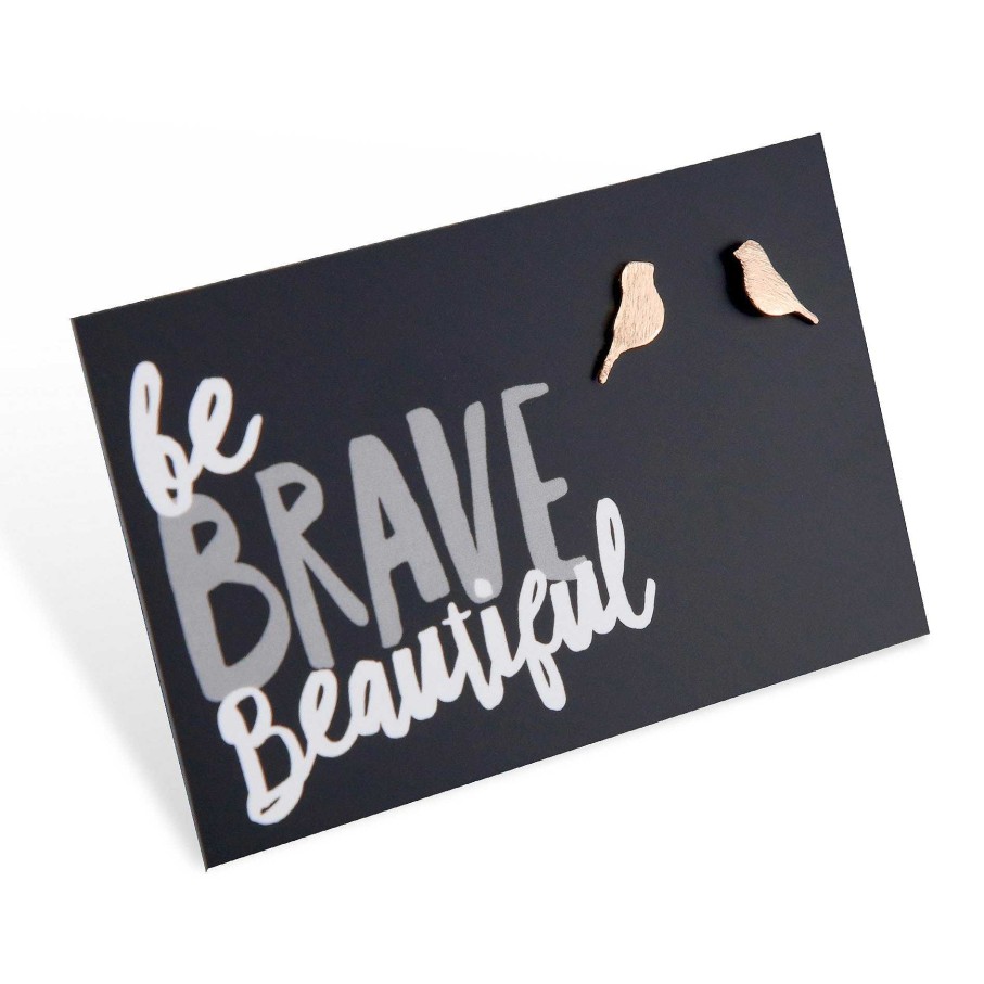 Jewellery Cute Stud Earrings | Be Brave Beautiful - Bird Earrings! Plated Studs - Rose Gold (9807)