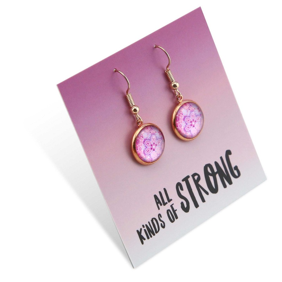 Jewellery Circle Drop Dangles | Pink Collection - All Kinds Of Strong - Rose Gold Dangle Earrings - Pink Ice (2203)