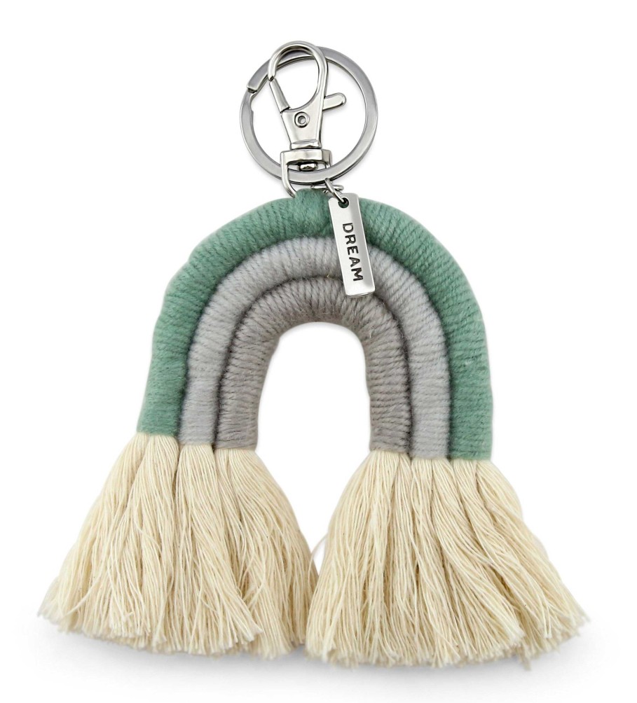 Accessories 50% Off | Handwoven Rainbow Keyring / Bag Accessory 'Dream' In Silver - Loz (7016-2)