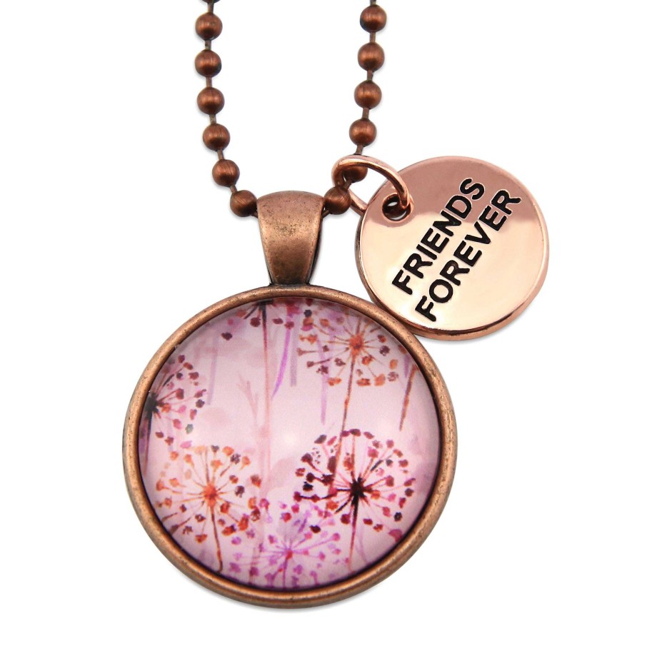 Jewellery Papa Glewy | Pink Collection - Vintage Copper 'Friends Forever' Necklace - Pink Wish (11153)