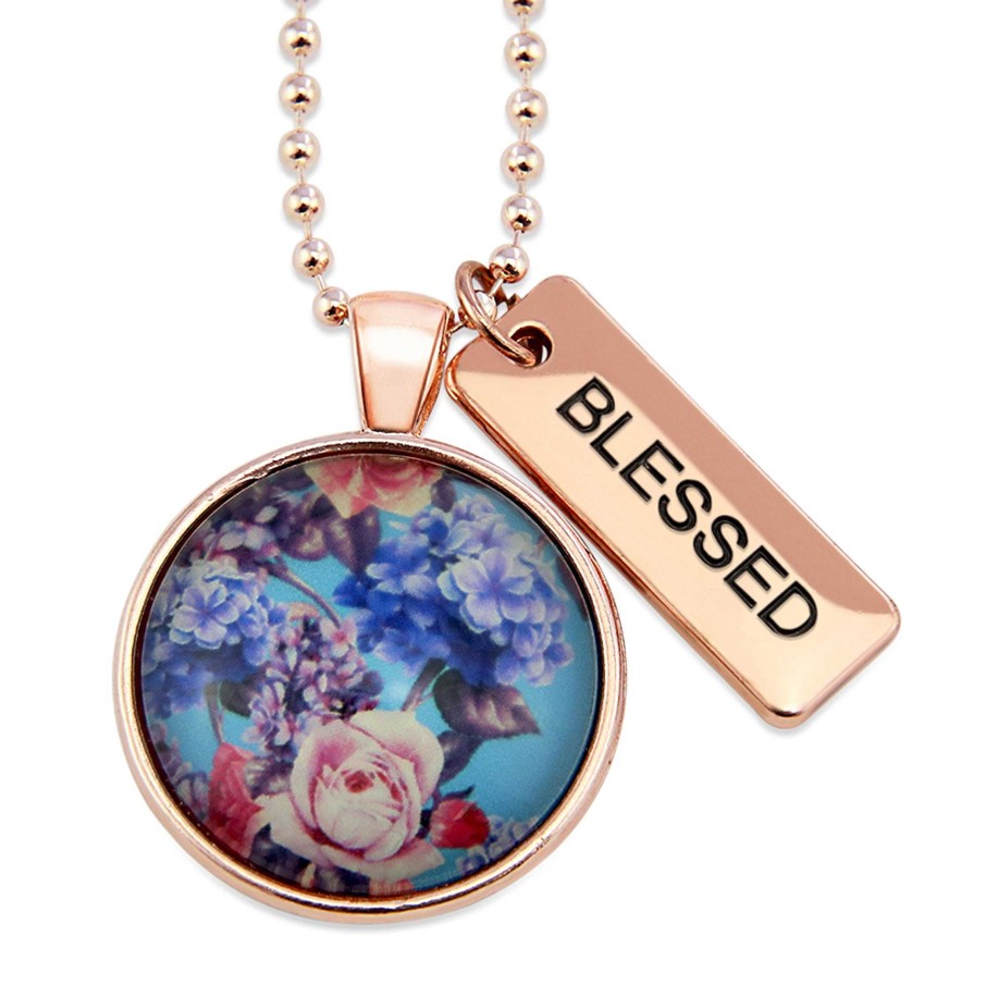 Jewellery Papa Glewy | Spring - 'Blessed' Rose Gold Necklace - Floweret (10844)