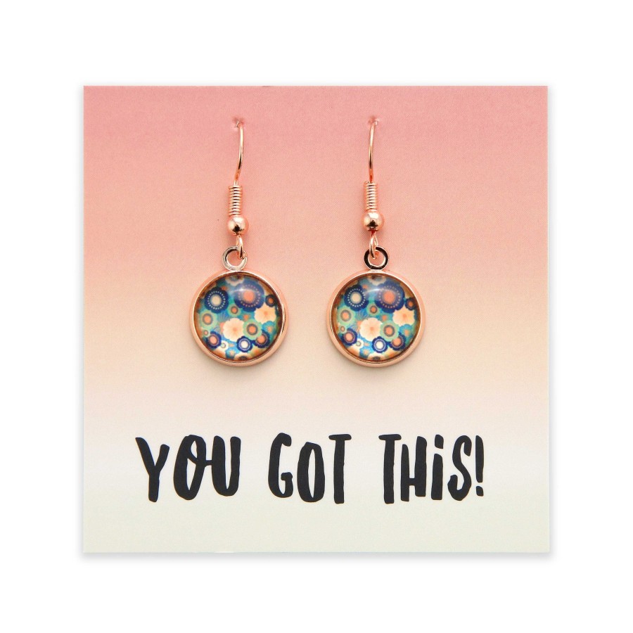 Jewellery Circle Drop Dangles | Teal Collection - You Got This - Rose Gold Dangle Earrings - Valentina Bright (12431)