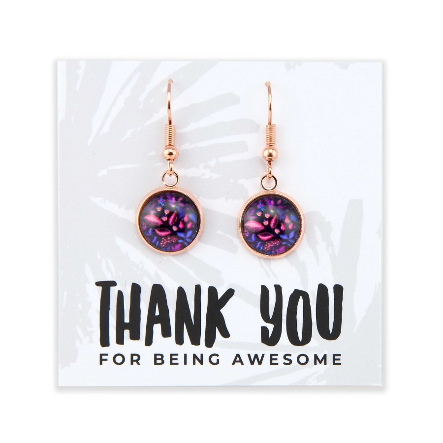 Jewellery Circle Drop Dangles | Spring - Thank You For Being Awesome - Rose Gold Dangle Earrings - Heather (11251)