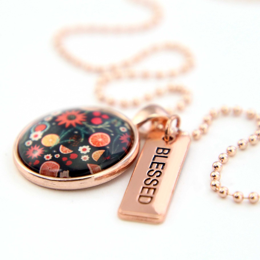 Jewellery Papa Glewy | Christmas - Rose Gold 'Blessed' Necklace - Christmas Spice - (10222)